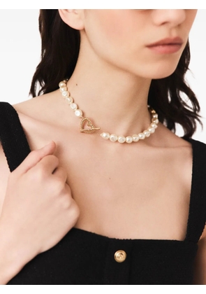 Maje heart-charm faux-pearl necklace - Gold