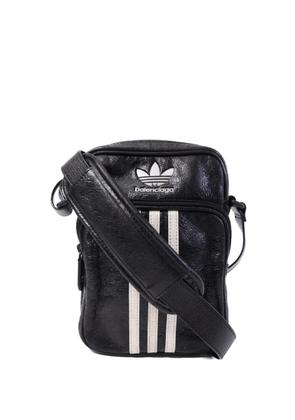 Balenciaga Pre-Owned logo-print striped messenger bag - Black