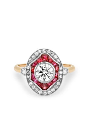 Pragnell Vintage 18kt yellow gold Art Deco diamond and ruby ring - Silver