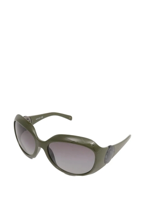 CHANEL Pre-Owned CC oversized-frame sunglasses - Green