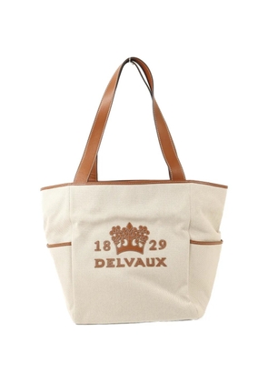 Delvaux Vintage logo-patch two-way canvas tote bag - Neutrals