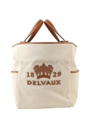 Delvaux Vintage logo-patch two-way canvas tote bag - Neutrals