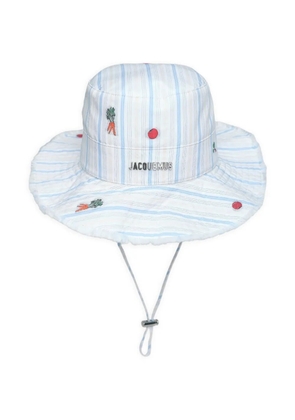 Jacquemus striped bucket hat - White