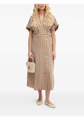 Lola Casademunt striped button-down midi dress - Neutrals