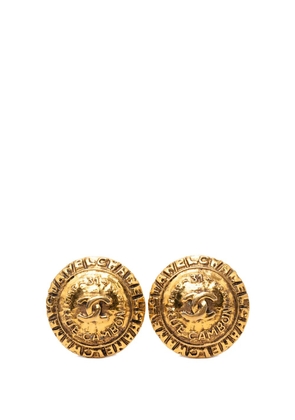 CHANEL Pre-Owned 20th Century CC Gold Plated Rue Cambon Round Clip on Earrings costume earrings
