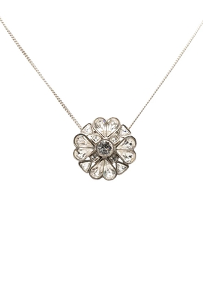 CHANEL Pre-Owned 2008 CC Brass Strass Clover Pendant Necklace costume necklace - Silver