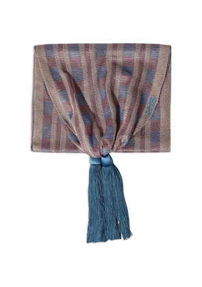 BODE Cheshire Cat check-pattern tassel-detail scarf - Neutrals