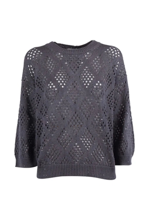 Peserico sequin-embellished open-knit sweatshirt - Grey