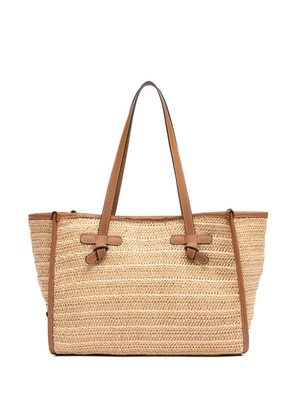 MARCELLA CLUB woven leather-trim tote bag - Neutrals