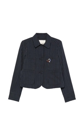 Odeeh pinstripe-pattern crystal-embellished jacket - Blue