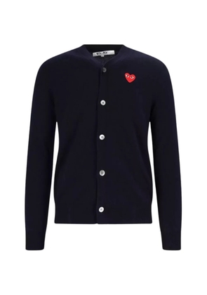 Comme Des Garçons heart-patch V-neck cardigan - Blue
