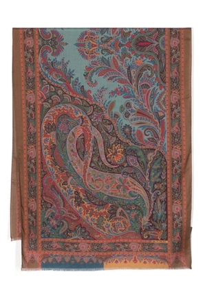 ETRO paisley-print frayed scarf - Brown