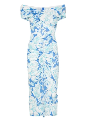DVF Diane von Furstenberg floral-print ruched dress - Blue