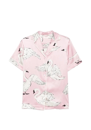 Olivia von Halle Ingo Selene swan-print pajamas - Pink