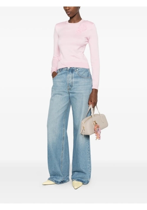 Self-Portrait floral-appliqué sweater - Pink