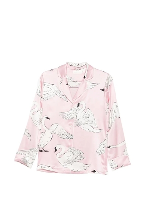 Olivia von Halle Lila Selene swan-print pajamas - Pink