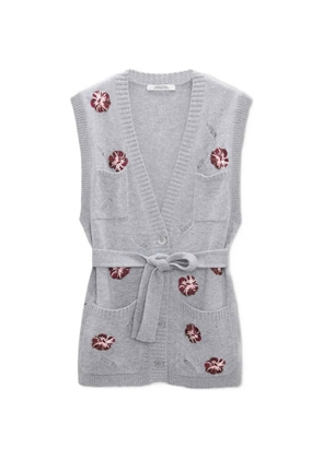 Dorothee Schumacher Blooming Statements floral-embroidered sleeveless cardigan - Grey
