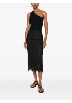 TWINSET lace-trim scalloped-hem skirt - Black