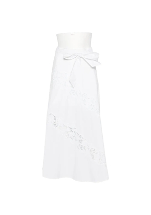 TWINSET lace-panel midi skirt - White