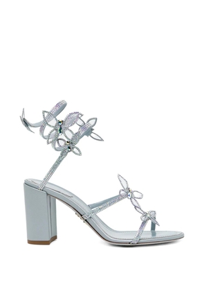 René Caovilla 80mm crystal-embellished floral sandals - Grey