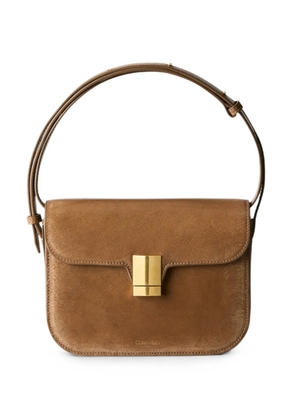 Calvin Klein logo-print leather shoulder bag - Brown