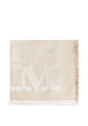Max Mara Edro monogram-jacquard fringed scarf - Neutrals