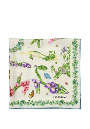 Ferragamo Eden shoe-print silk scarf - Neutrals