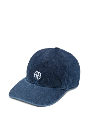 ANINE BING Jeremy monogram-embroidered denim cap - Blue