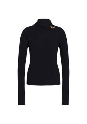 Alberta Ferretti button-detail high-neck sweater - Blue