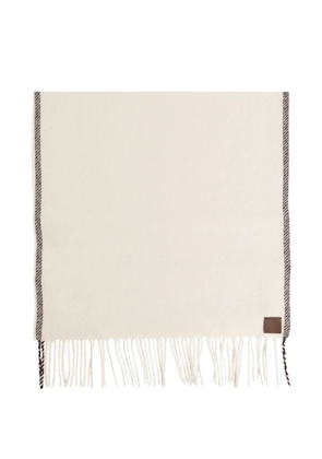 Eleventy fringed logo-patch scarf - Neutrals