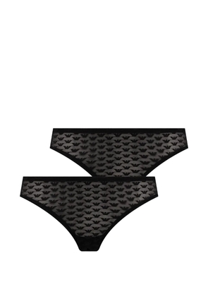 Armani Exchange logo-pattern mesh briefs - Black