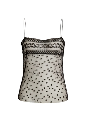 Alberta Ferretti embroidered mesh top - Black