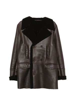 Salvatore Santoro double-breasted shearling-collar coat - Brown