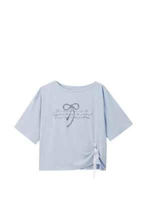 b+ab graphic-print side-tie T-shirt - Blue