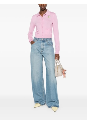 Self-Portrait floral-embroidered cardigan - Pink