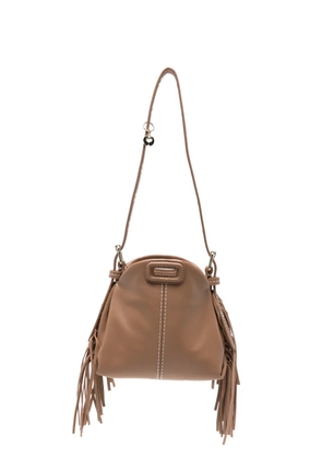 Maje fringed leather mini bag - Brown