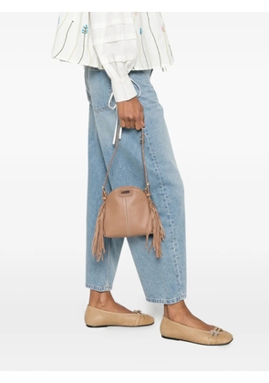 Maje fringed leather mini bag - Brown