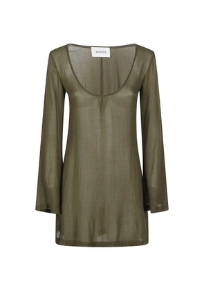 Anemos scoop-neck long-sleeve mini dress - Green