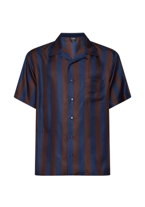 FENDI Pequin-striped silk shirt - Blue