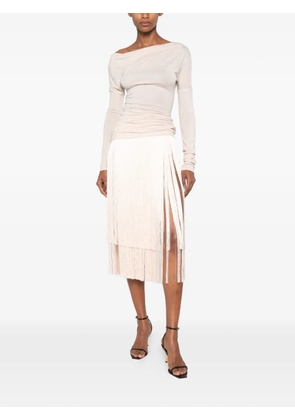 Elisabetta Franchi asymmetric ruched top - Neutrals