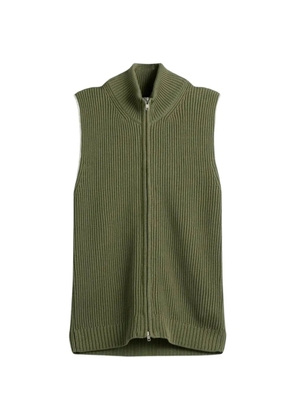 MM6 Maison Margiela ribbed-knit sleeveless zip-up cardigan - Green