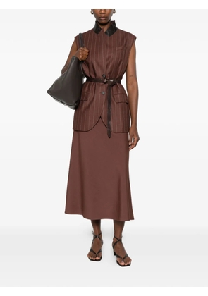 Brunello Cucinelli elasticated-waist midi A-line skirt - Brown