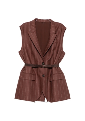 Brunello Cucinelli pinstripe-pattern sleeveless vest - Brown