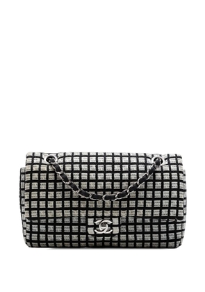 CHANEL Pre-Owned 2014 Medium Classic Tweed and Ribbon Logo Double Flap shoulder bag - Black
