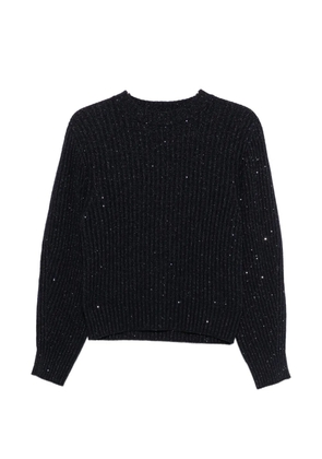 Brunello Cucinelli sequin-embellished ribbed-knit sweater - Blue