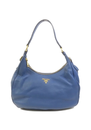 Prada Pre-Owned logo-plaque leather shoulder bag - Blue