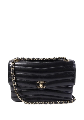CHANEL Pre-Owned chevron CC flap shoulder bag - Black