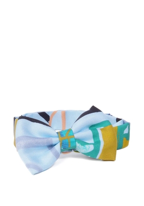 Hermès Pre-Owned abstract-print silk bow tie - Blue