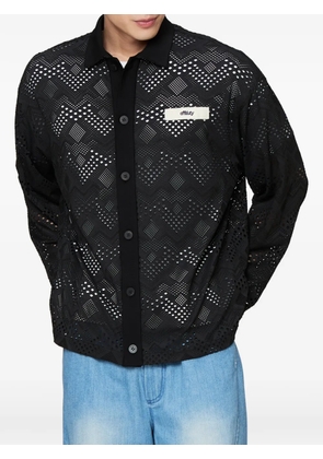 Off Duty Nauru perforated logo-patch shirt - Black