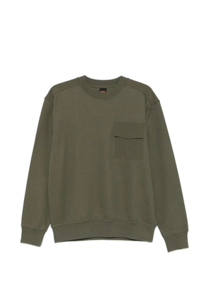 BOSS ribbed-knit flap-pocket sweater - Green